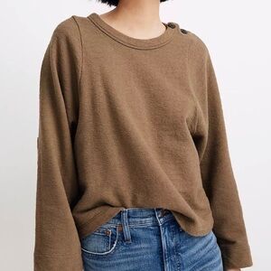 Madewell Khaki Button-Shoulder Sweater